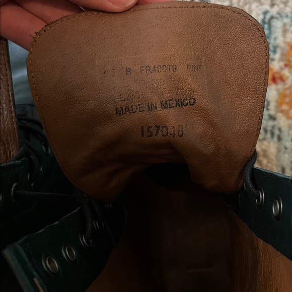 Dark Green Leather Boots - Picture 5 of 6